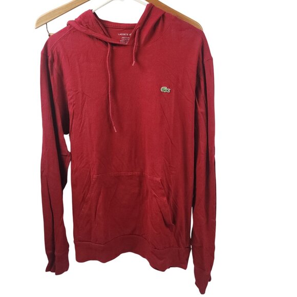 Lacoste Red Hooded Long Sleeve Shirt Regular Fit 100% Cotton Mens XL - Picture 11 of 13